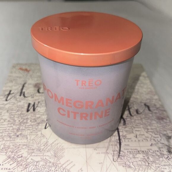 TREO POMEGRANATE CITRINE Rose Sandalwood Hand Poured Essential Oil Candle - Picture 1 of 6
